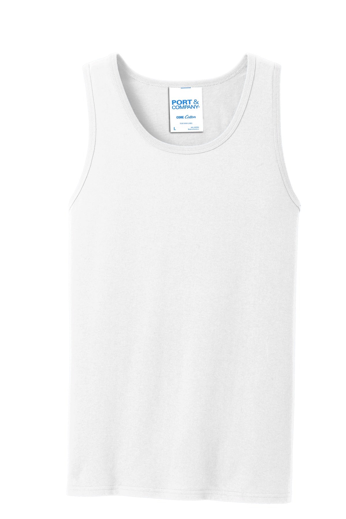 Front View of White Port & Co Core Cotton Tank Top. PC54TT