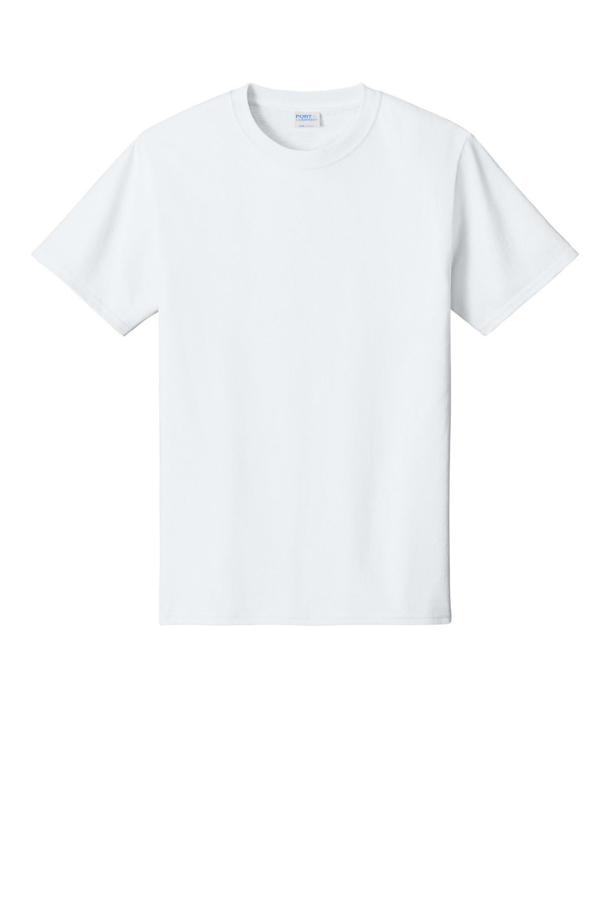 Front View of White Port & Co Core Cotton Tee. PC54