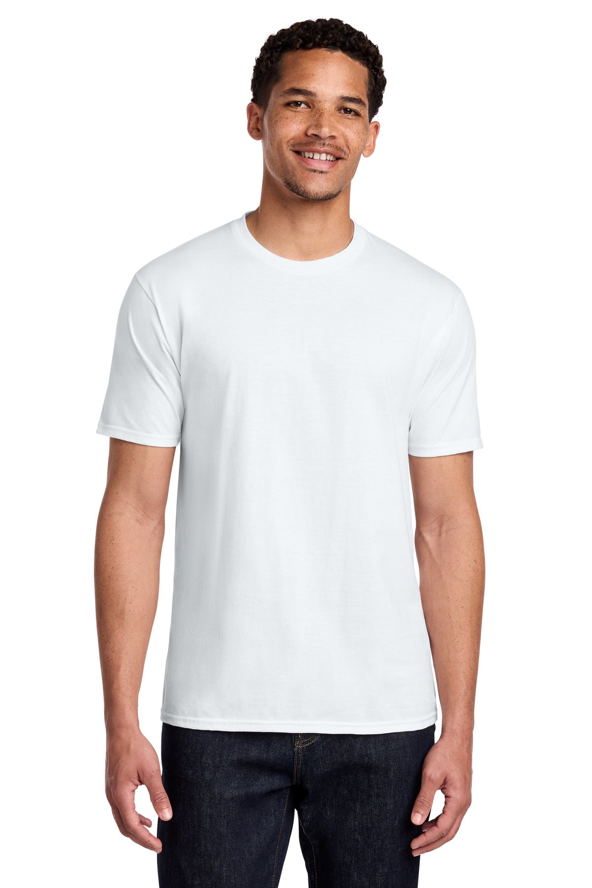 Front View of White Port & Co Fan Favorite Tee. PC450
