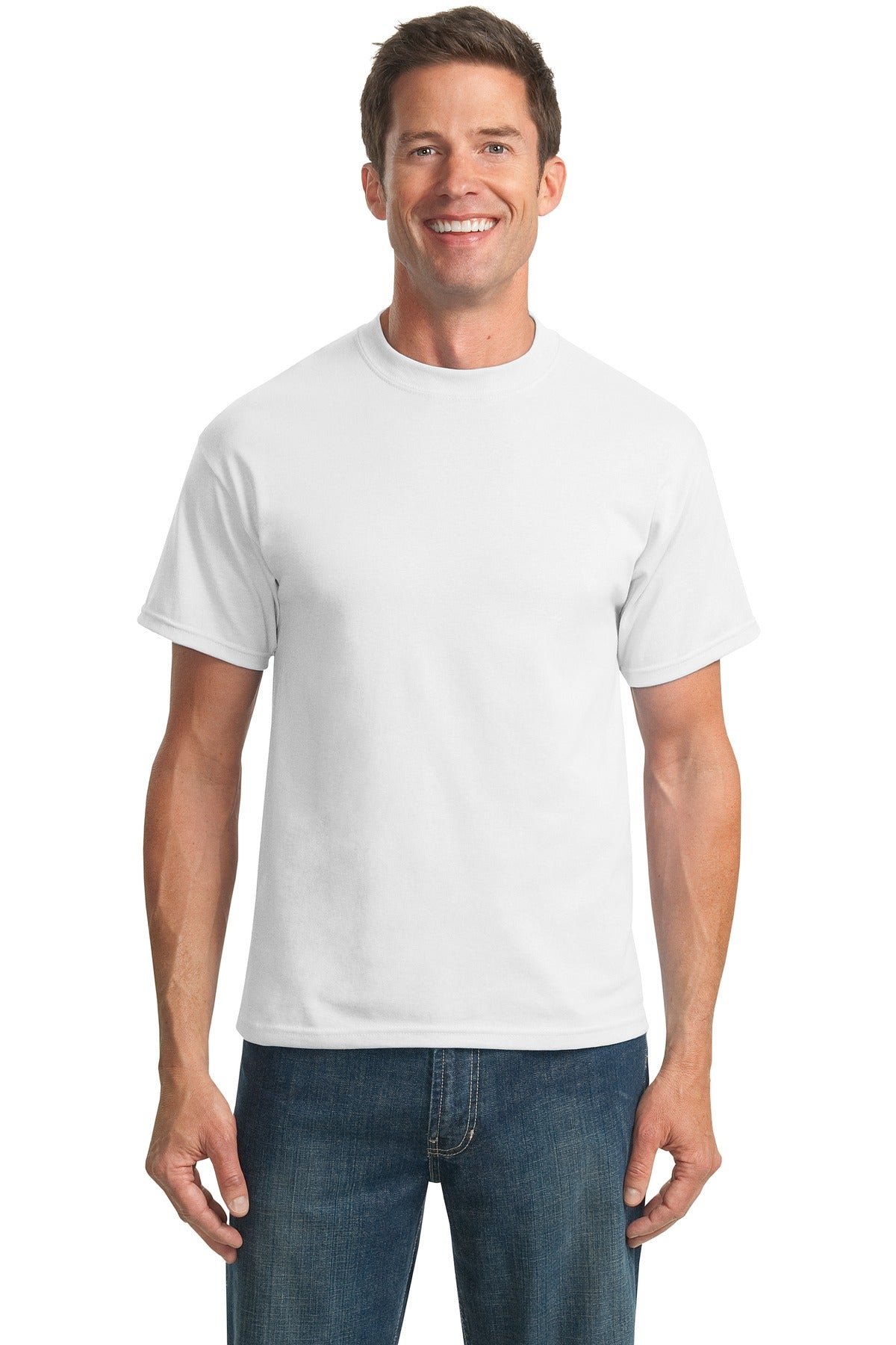 Front View of White Port & Co Tall Core Blend Tee. PC55T