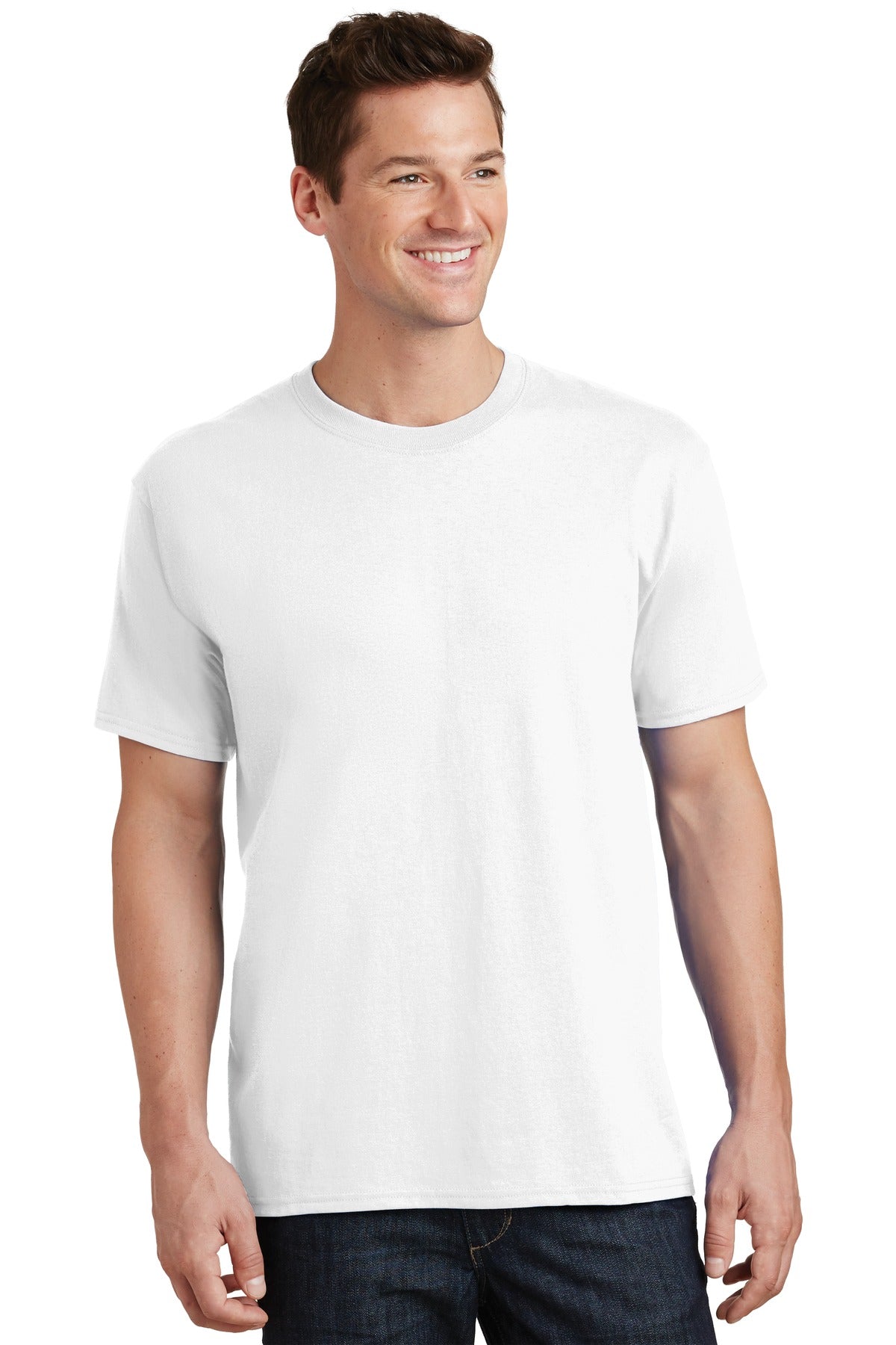 Front View of White Port & Co Tall Core Cotton Tee PC54T
