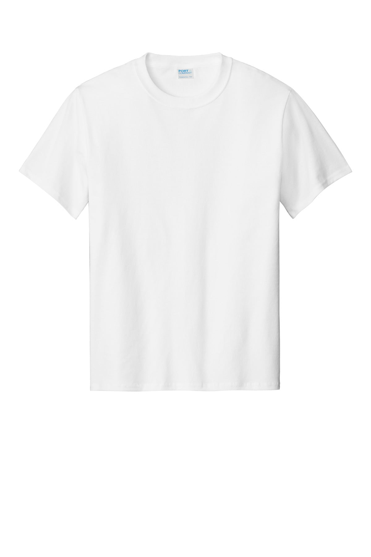 Front View of White Port & Co Tall Essential Tee. PC61T