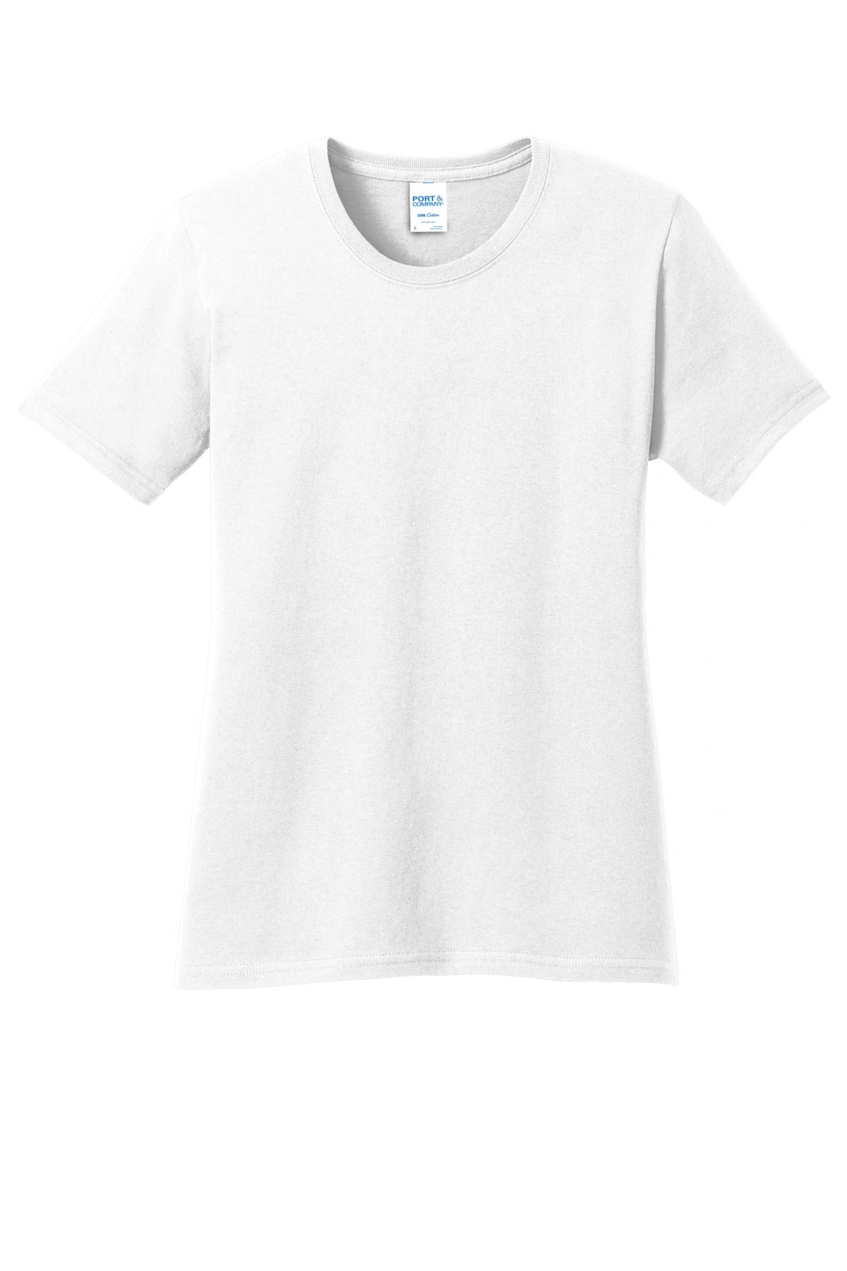 Front View of White Port & Co Women's Core Cotton Tee. LPC54