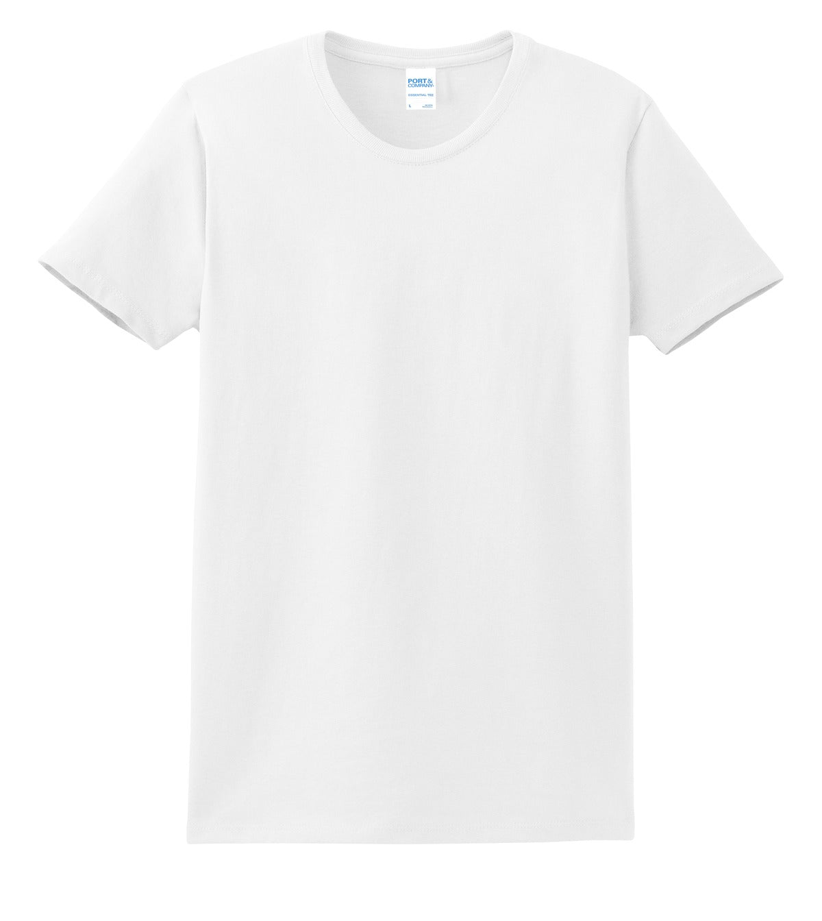 Front View of White Port & Co Women's Essential Tee. LPC61