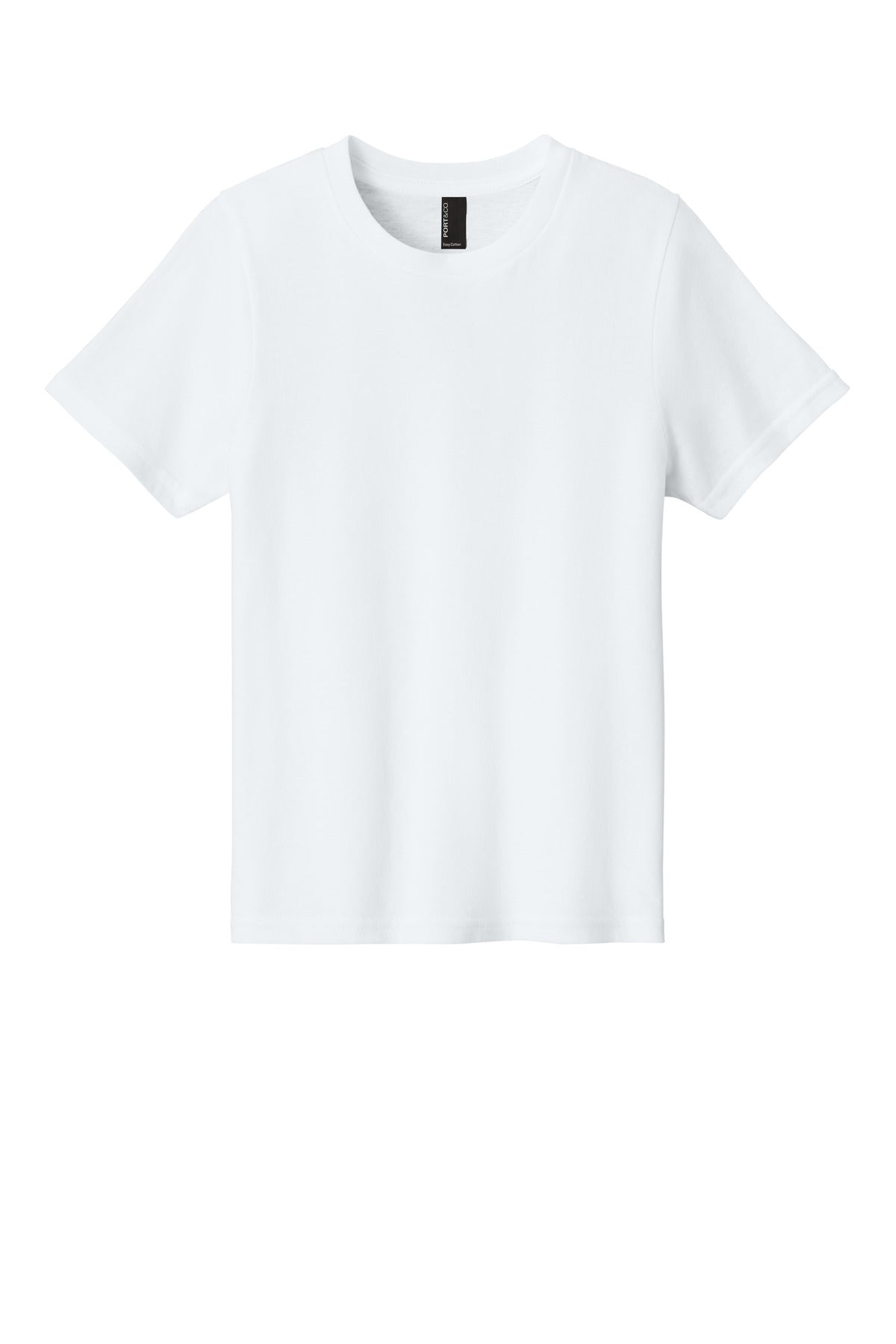 Front View of White Port & Co Youth Easy Cotton Tee PC43Y