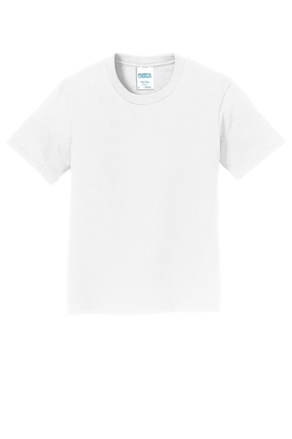 Front View of White Port & Co Youth Fan Favorite Tee. PC450Y