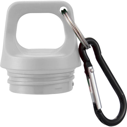 Front View of White Race 25oz  Recycled Bottle with Carabiner