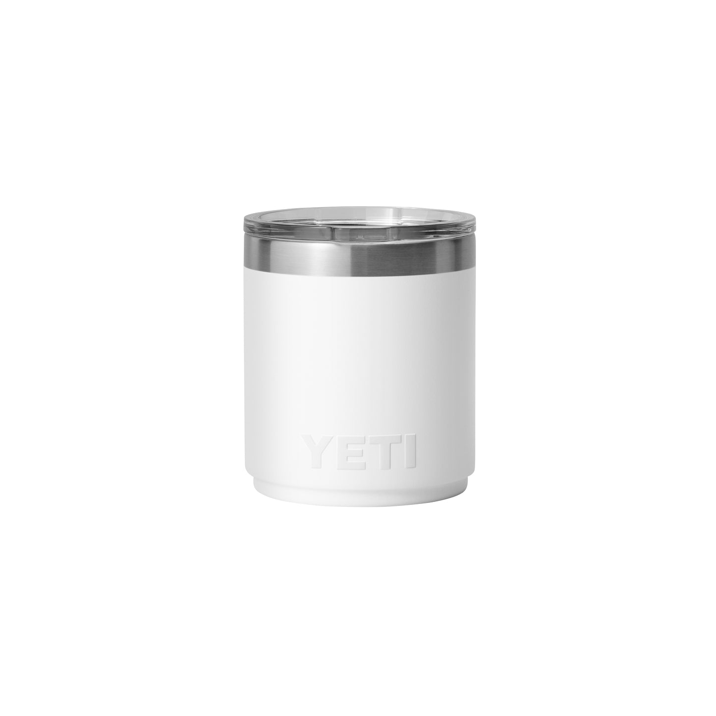 Front View of White Rambler® 10 oz Stackable Lowball with MagSlider™ Lid plain