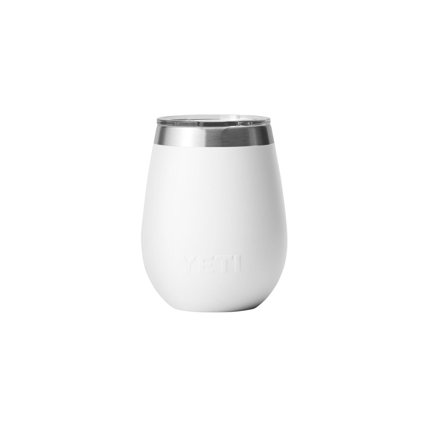 Front View of White Rambler® 10 oz Wine Tumbler with MagSlider™ Lid plain