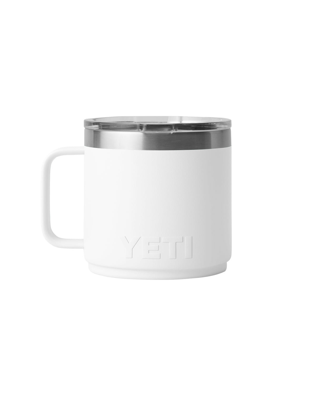 Front View of White Rambler® 14 oz Stackable Mug with DuraSip™ Ceramic Lining plain