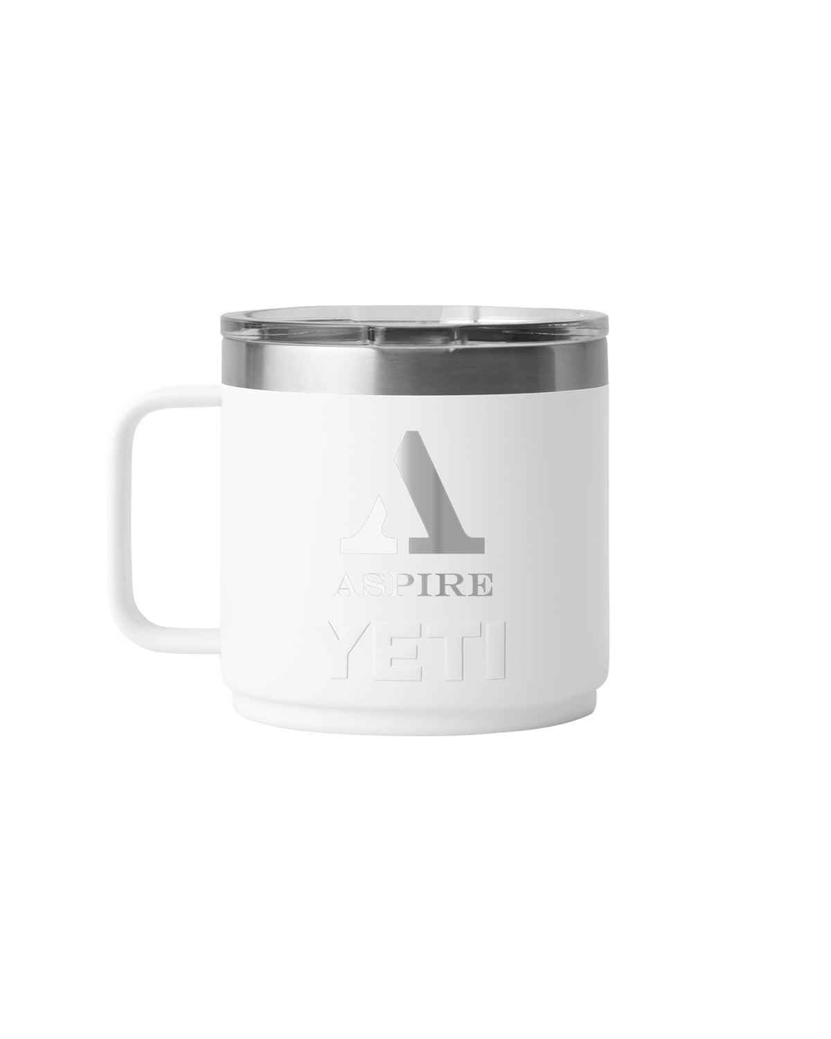 Front View of White Rambler® 14 oz Stackable Mug with DuraSip™ Ceramic Lining