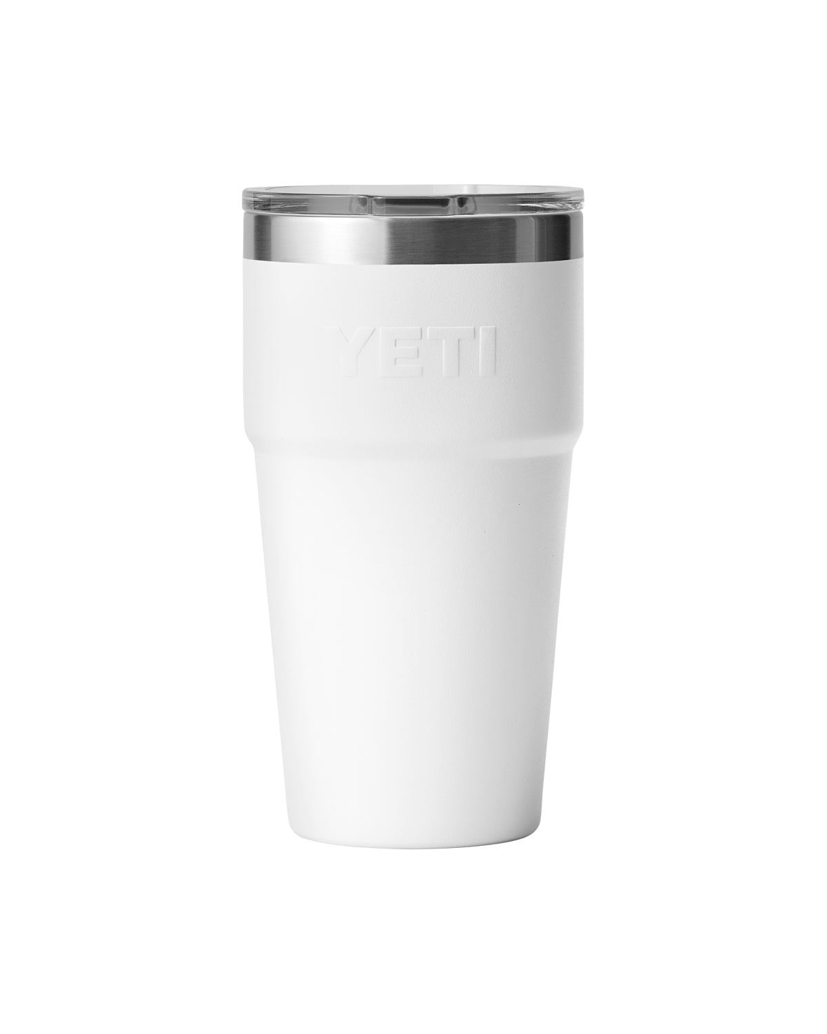 Front View of White Rambler® 20 oz Stackable Cup with MagSlider™ Lid plain