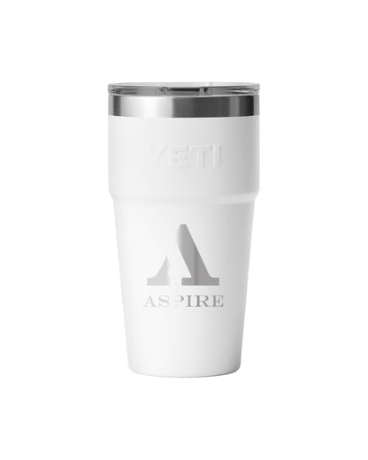 Front View of White Rambler® 20 oz Stackable Cup with MagSlider™ Lid