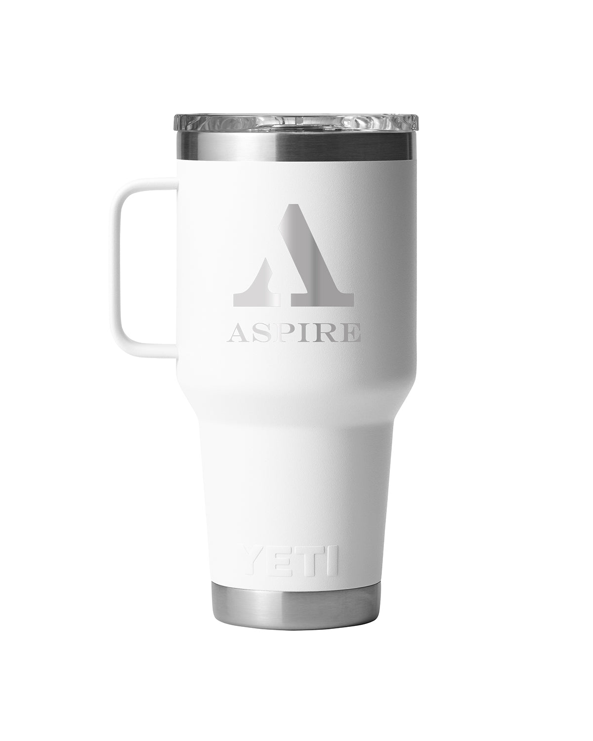 Front View of White Rambler® 30 oz Travel Mug with StrongHold™ Lid