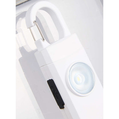 Front View of White Safety Alarm Keychain plain