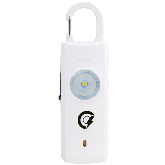 Front View of White Safety Alarm Keychain
