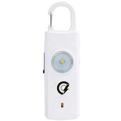 Front View of White Safety Alarm Keychain