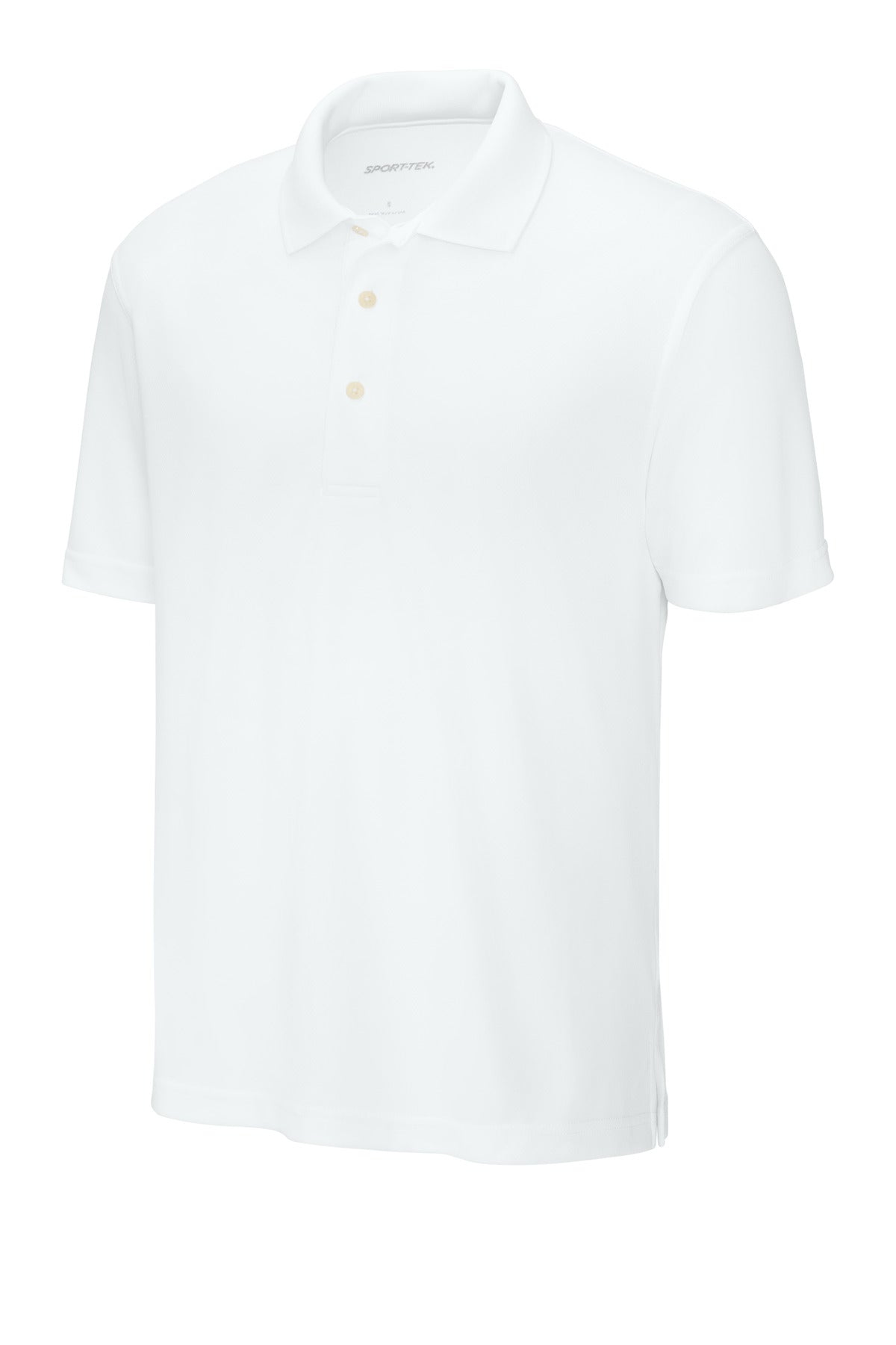 Front View of White Sport-Tek Dri-Mesh Polo. K469