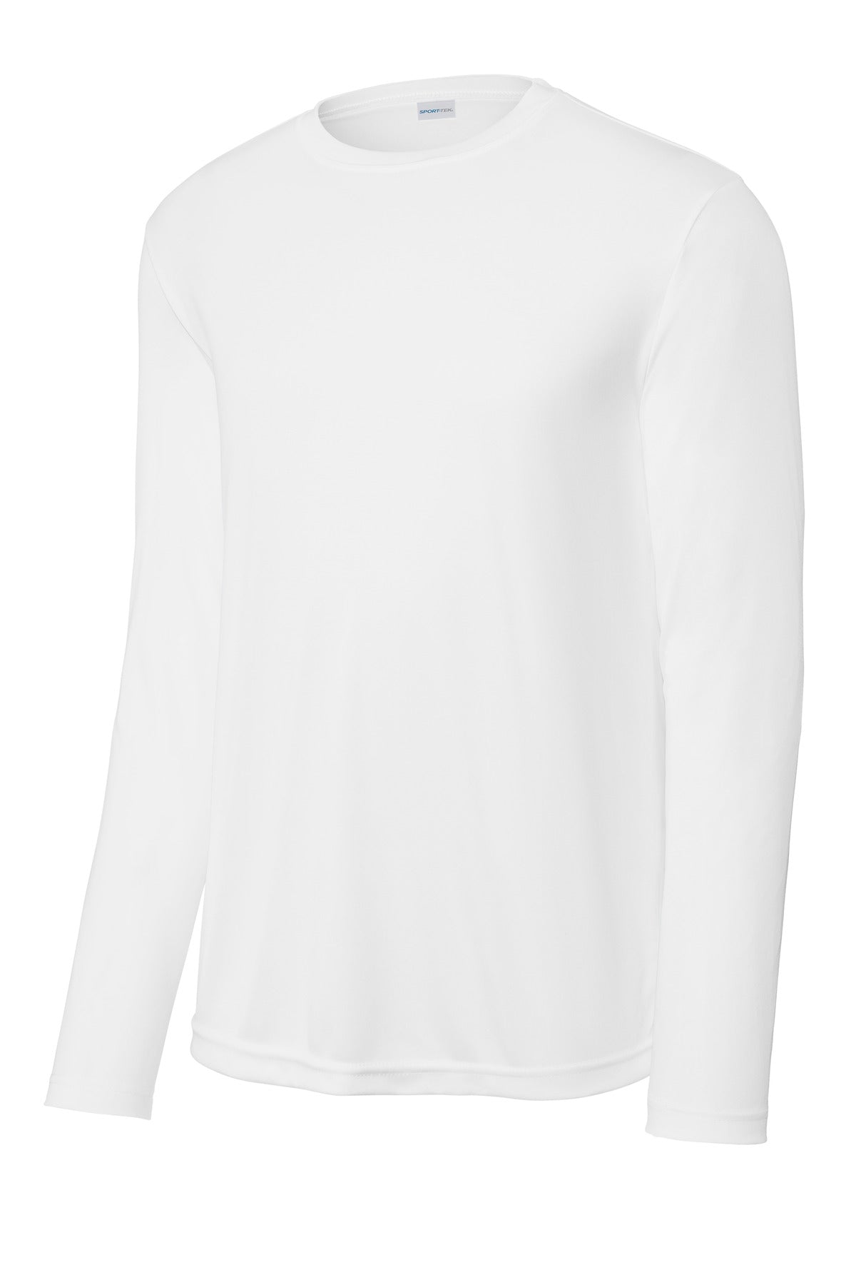 Front View of White Sport-Tek Long Sleeve PosiCharge Competitor Tee. ST350LS