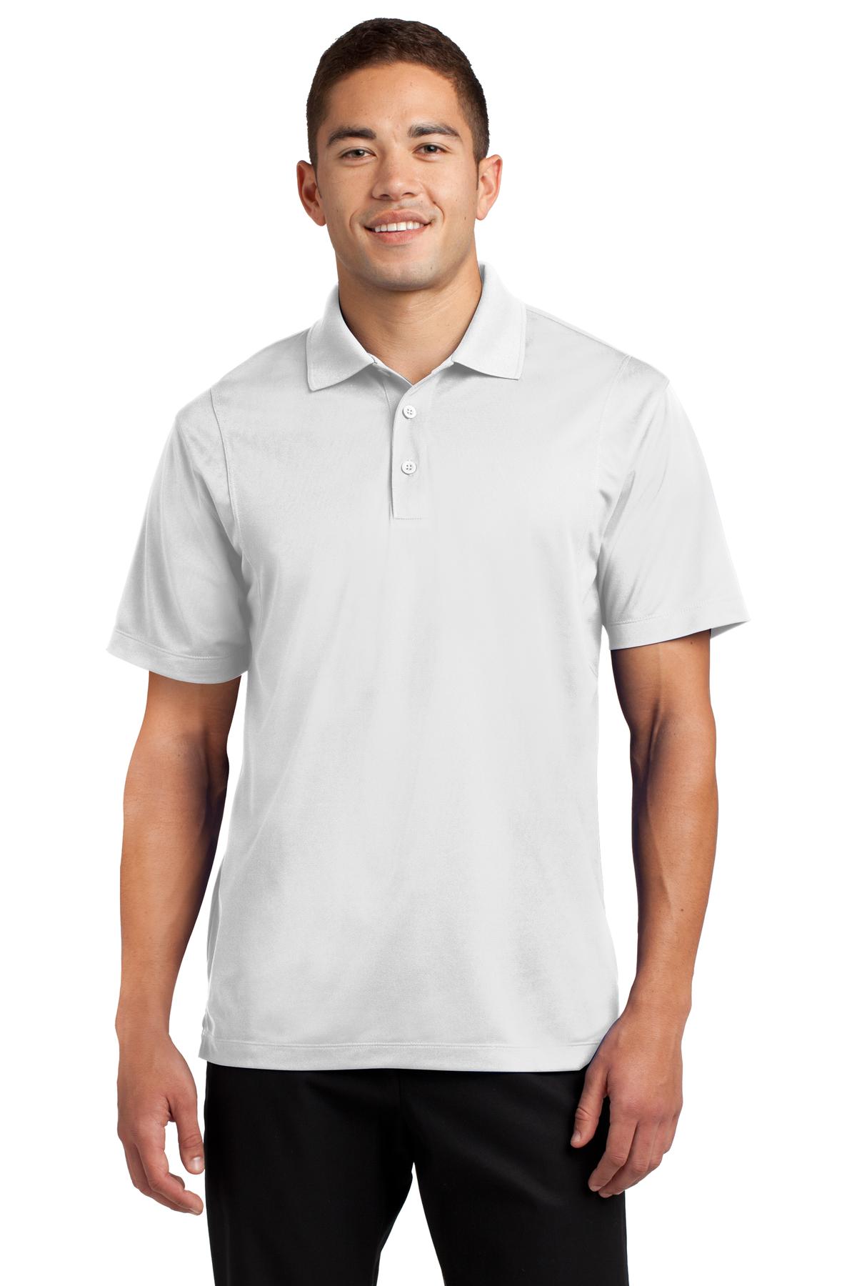 Front View of White Sport-Tek Micropique Sport-Wick Polo. ST650