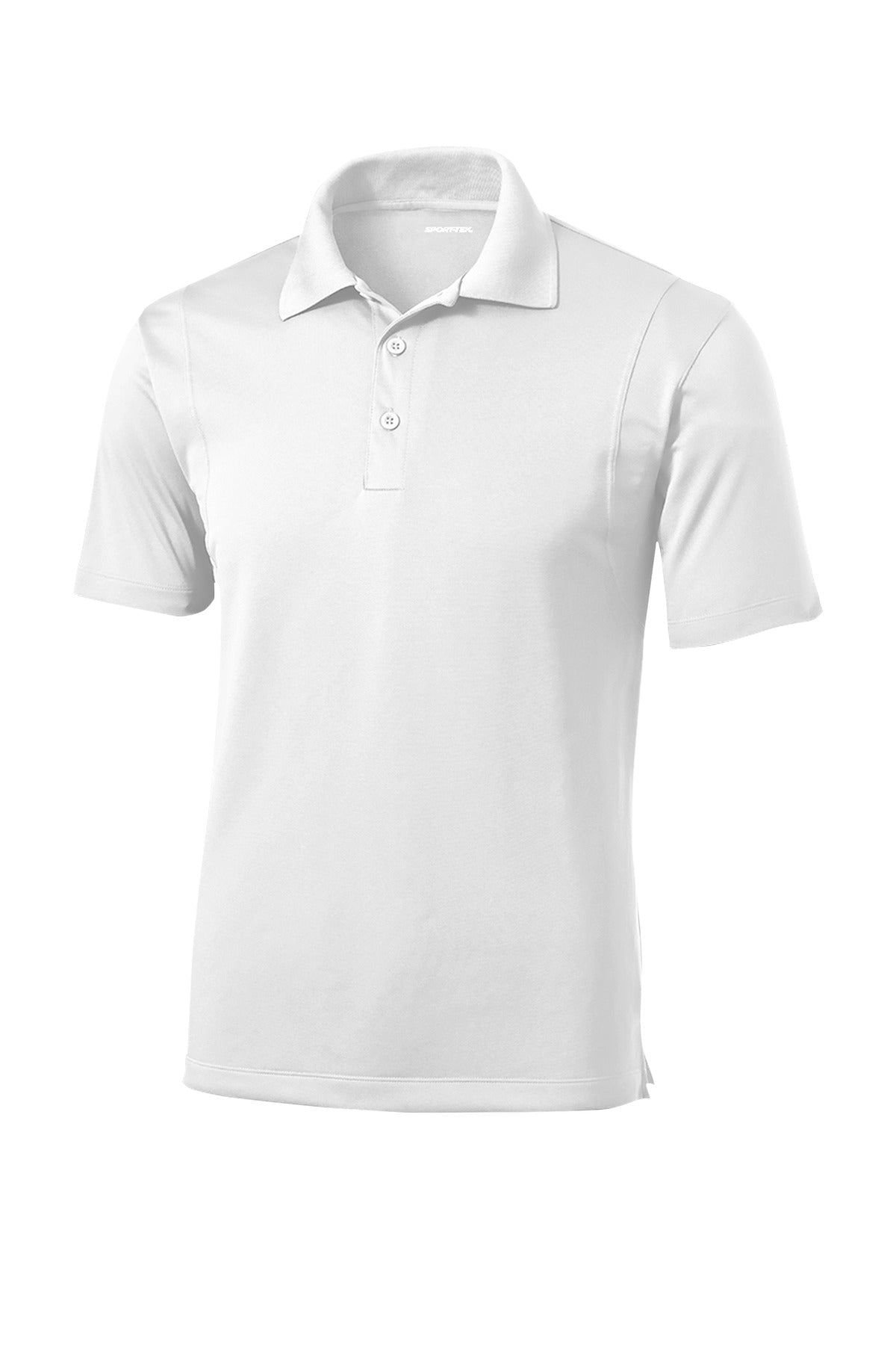 Front View of White Sport-Tek Micropique Sport-Wick Polo. ST650