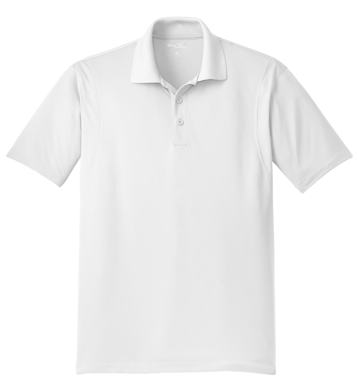Front View of White Sport-Tek Micropique Sport-Wick Polo. ST650