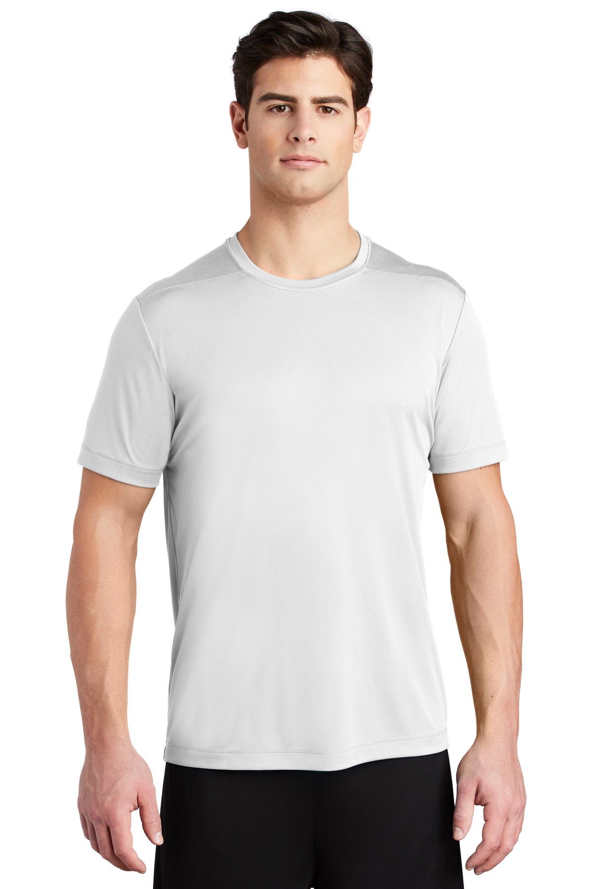Front View of White Sport-Tek Posi-UV Pro Tee. ST420