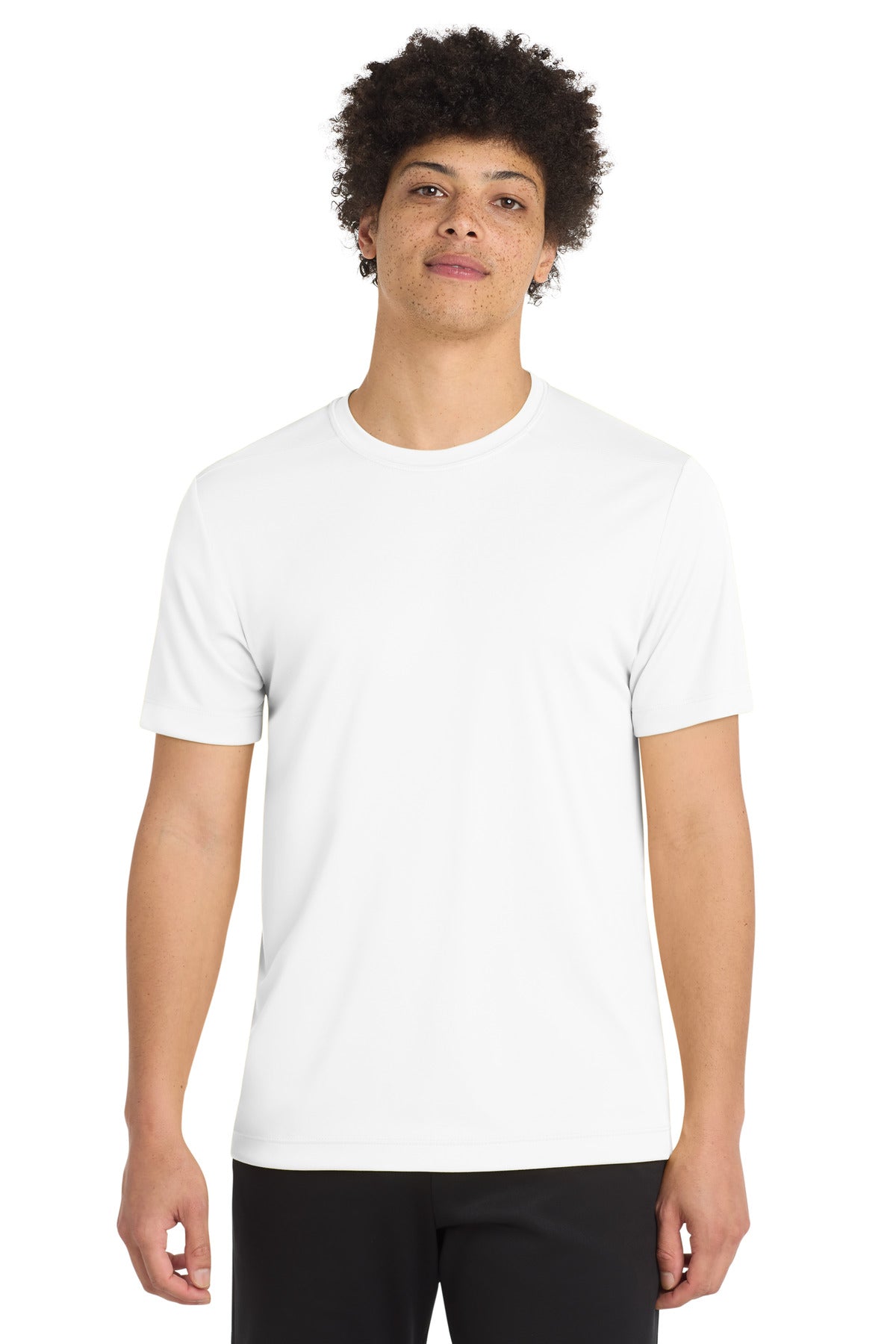 Front View of White Sport-Tek Posi-UV Pro Tee. ST420
