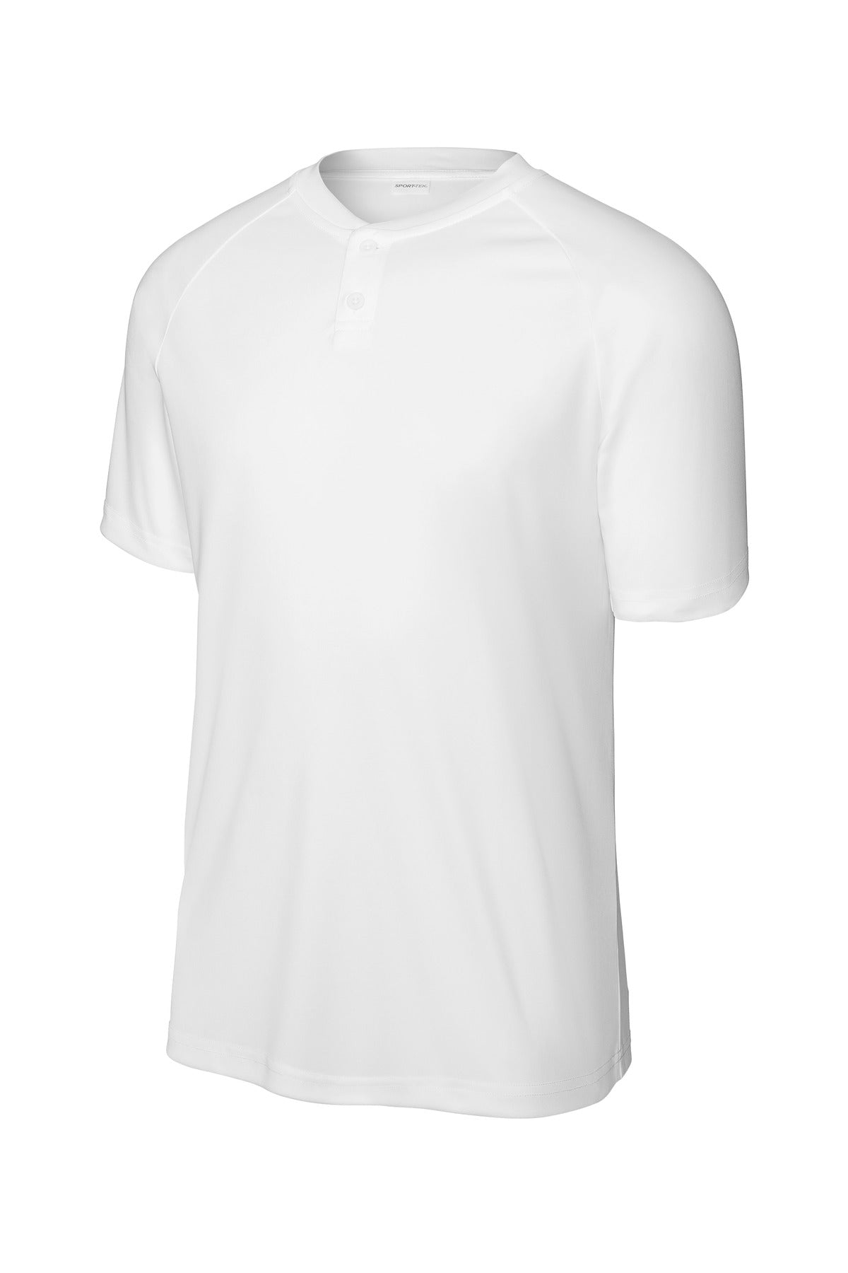 Front View of White Sport-Tek PosiCharge Competitor 2-Button Henley ST359