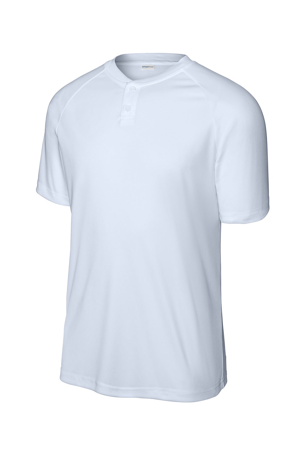 Front View of White Sport-Tek PosiCharge Competitor 2-Button Henley ST359