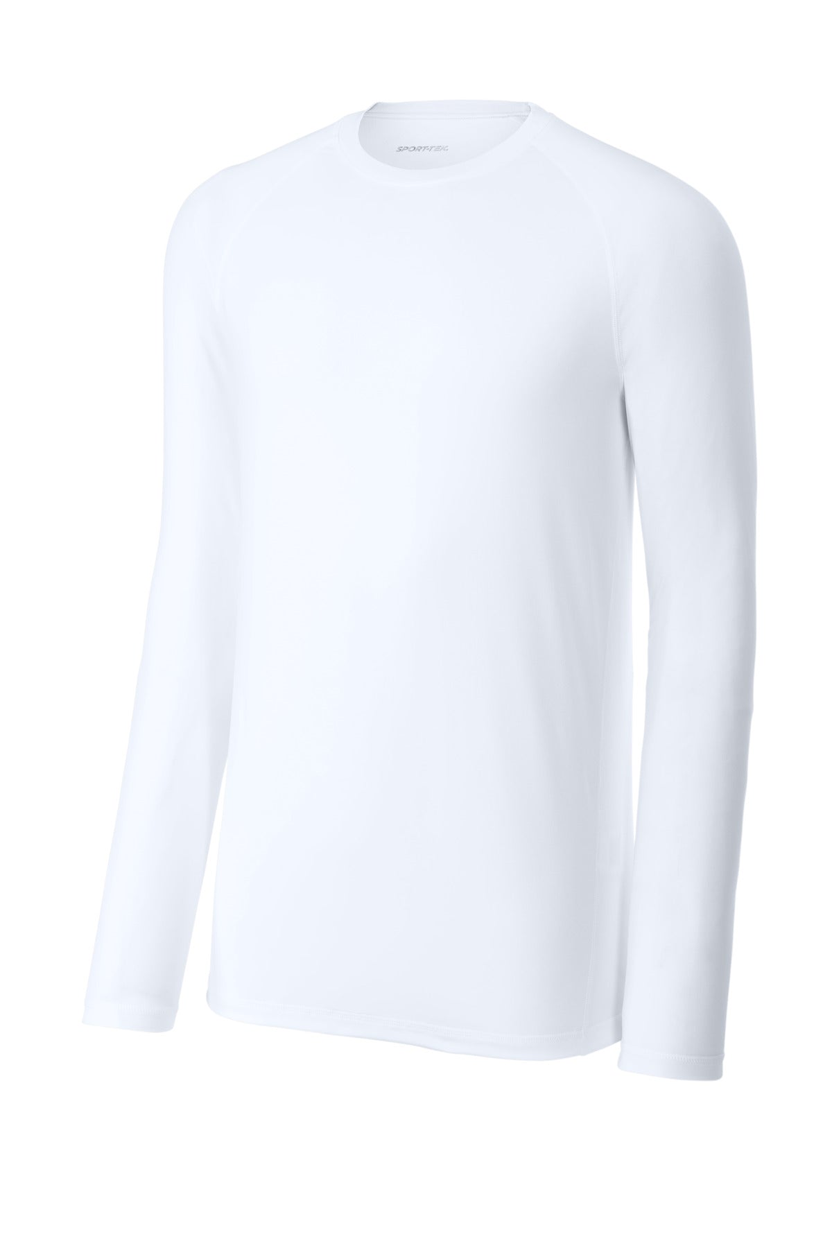 Front View of White Sport-Tek PosiCharge Compression Long Sleeve Tee ST120LS