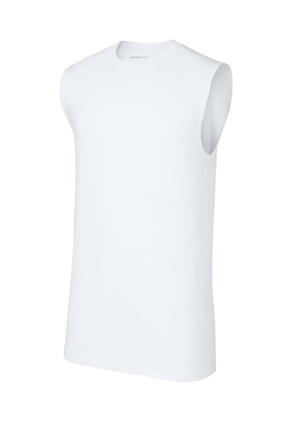 Front View of White Sport-Tek PosiCharge Compression Sleeveless Tee ST121SL