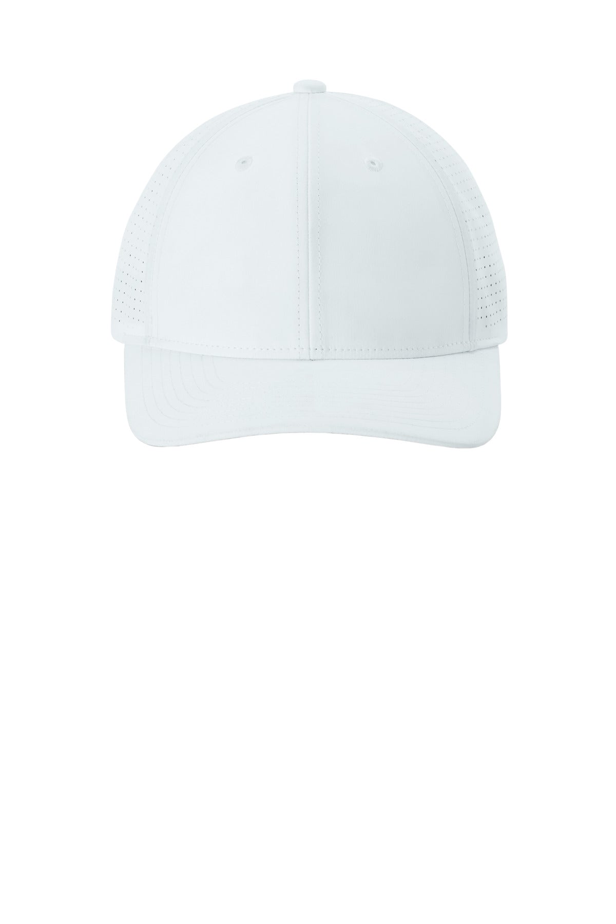 Front View of White Sport-Tek Pro-Cut Adjustable Cap STC65