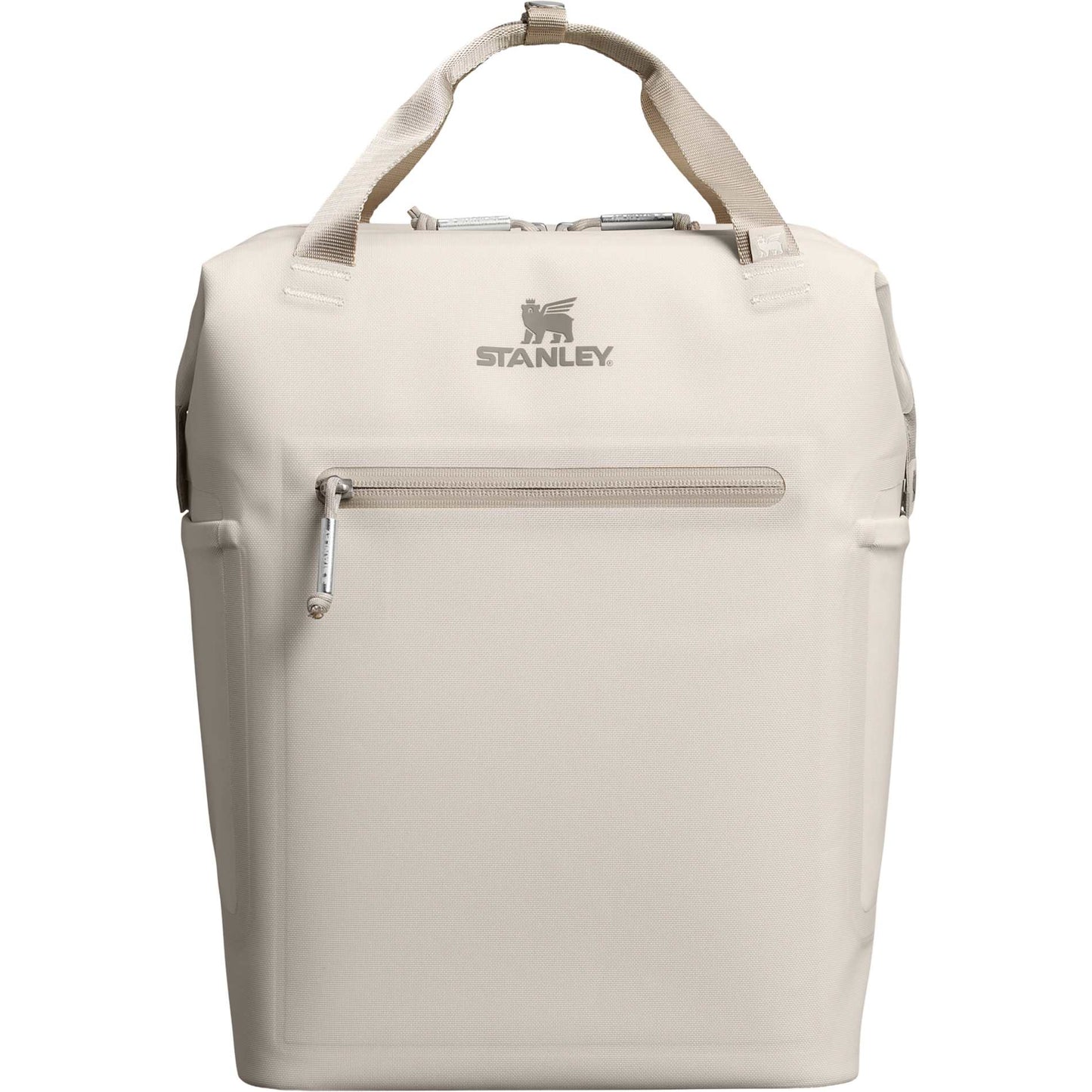 Front View of White Stanley Madeline Mini 20 Can Cooler Backpack plain
