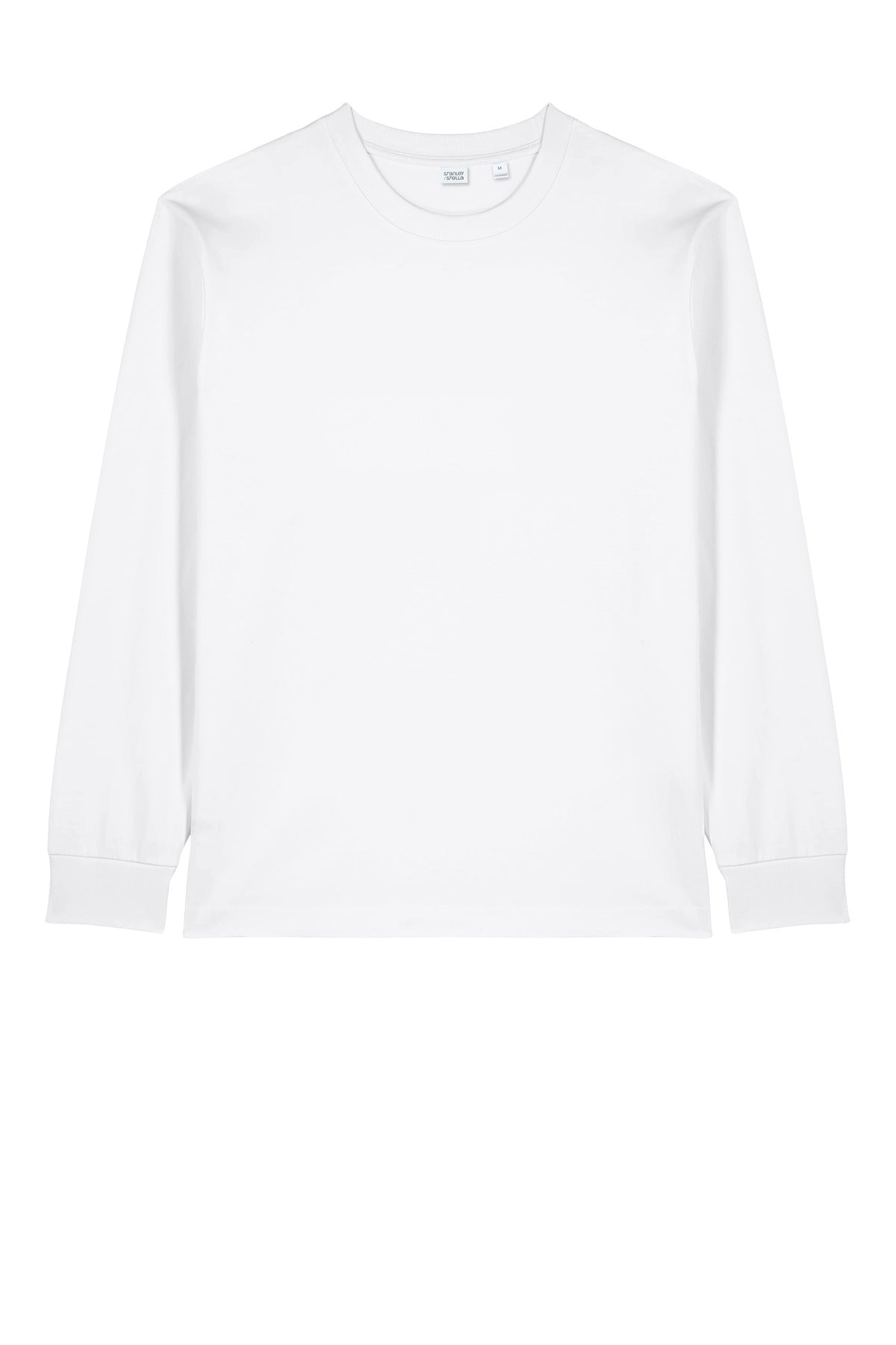 Front View of White Stanley/Stella Unisex Freestyler Heavyweight Long Sleeve Tee SXU023