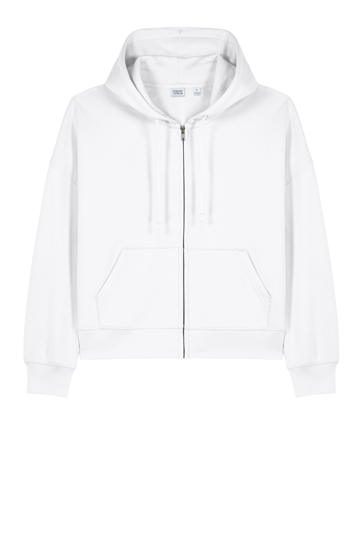 Front View of White Stanley/Stella Women's Stella Ida Full-Zip Hooded Sweatshirt SXW037