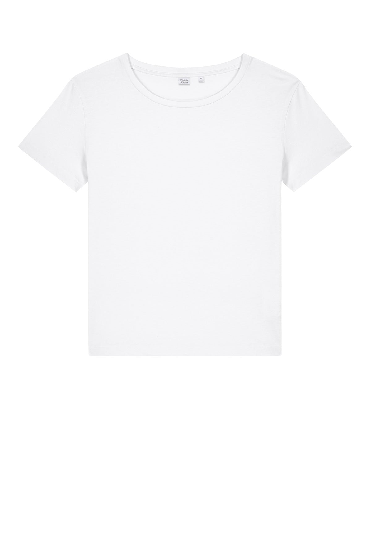 Front View of White Stanley/Stella Women's Stella Serena Scoop Neck Tee SXW008