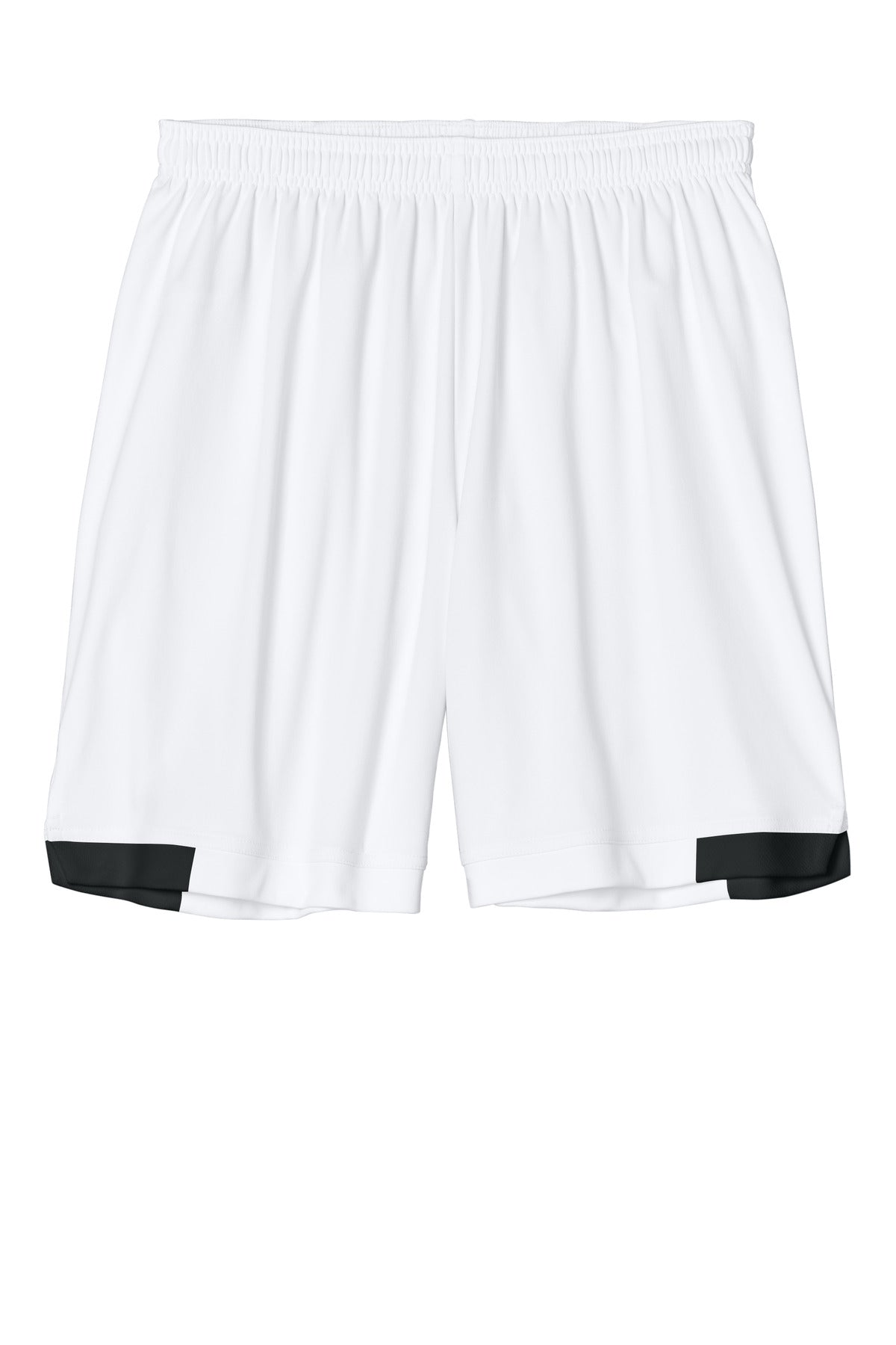 Front View of White/Blk Sport-Tek Club 7" Short ST442