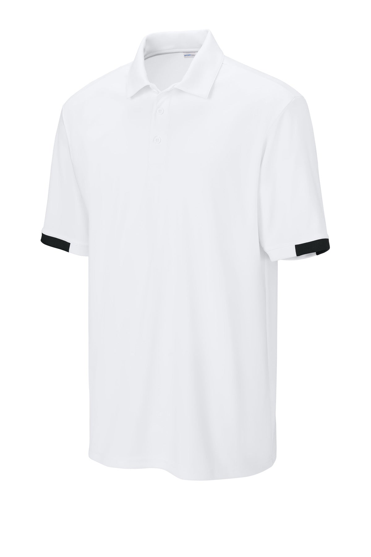 Front View of White/Blk Sport-Tek Club Colorblock Polo ST444
