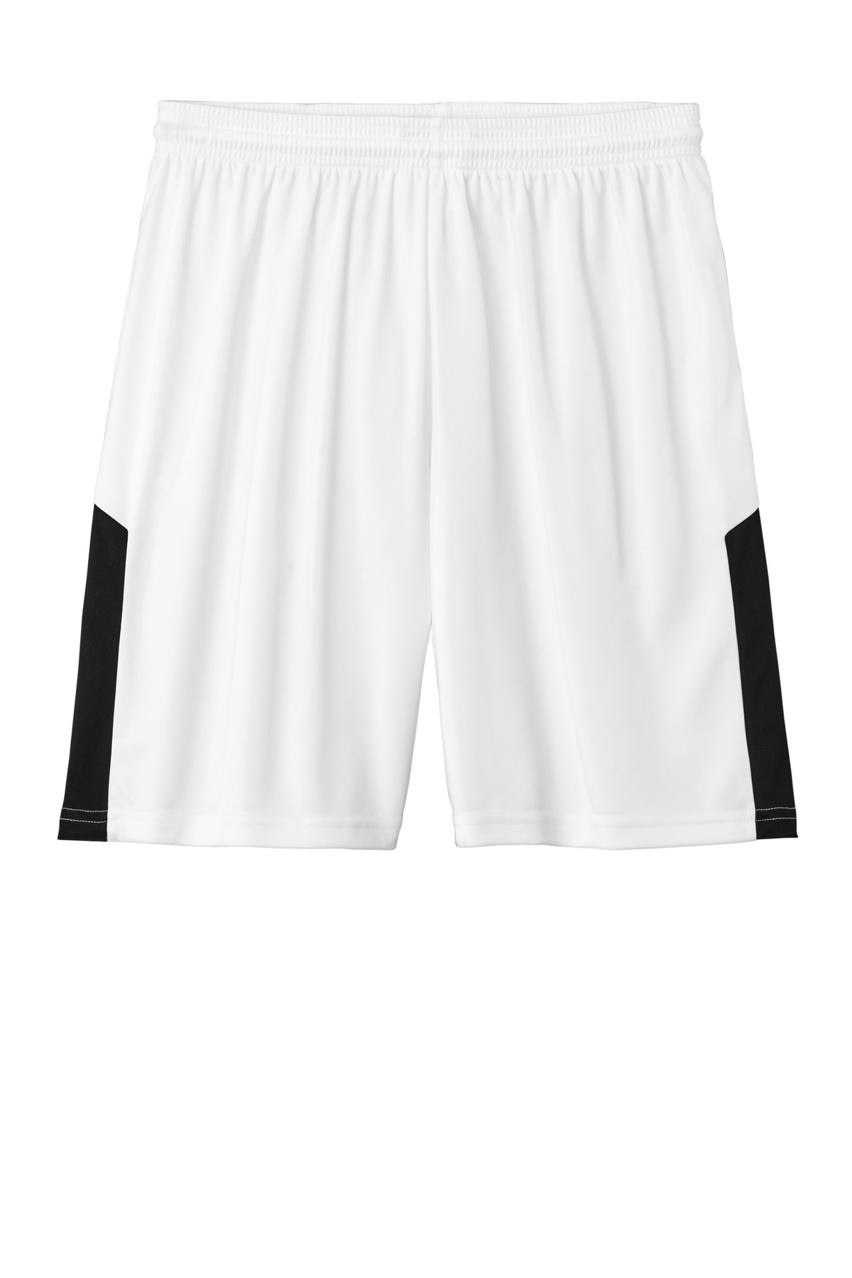 Front View of White/Blk Sport-Tek Competitor United 7" Short ST103