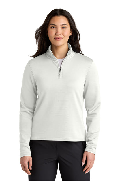 Front View of WhiteDune The North Face Women's Aim 1/4-Zip Fleece NF0A8FQK