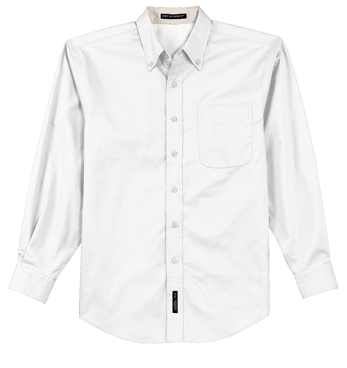 Front View of White/Lt Stone Port Authority Long Sleeve Easy Care Shirt S608