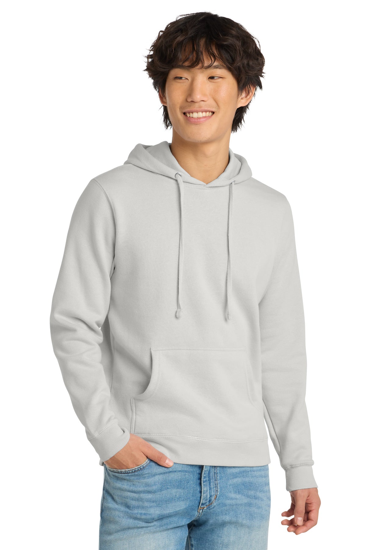Front View of WhiteSmoke District V.I.T. Fleece Hoodie DT6100