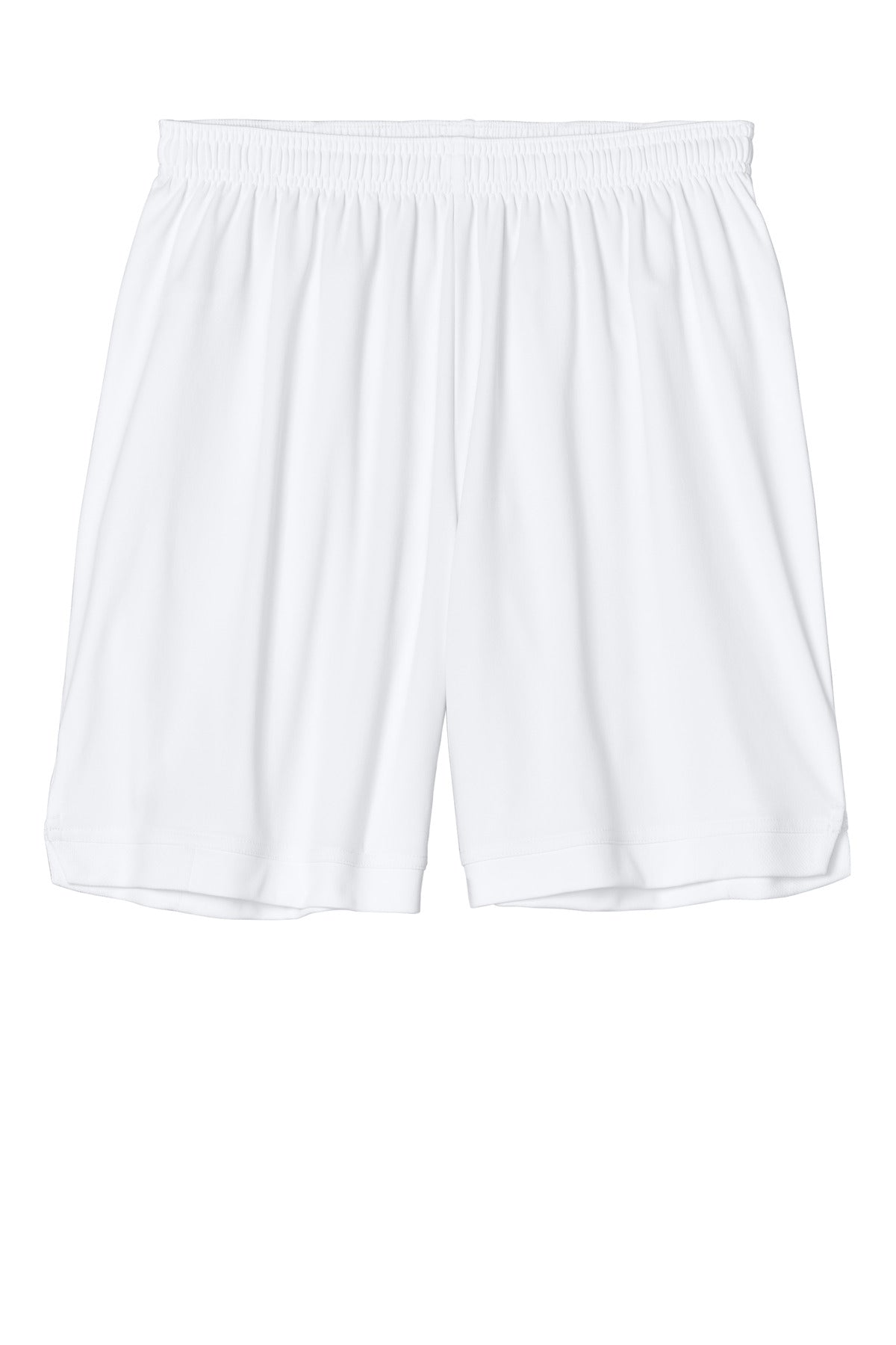 Front View of Wht/Wht Sport-Tek Club 7" Short ST442