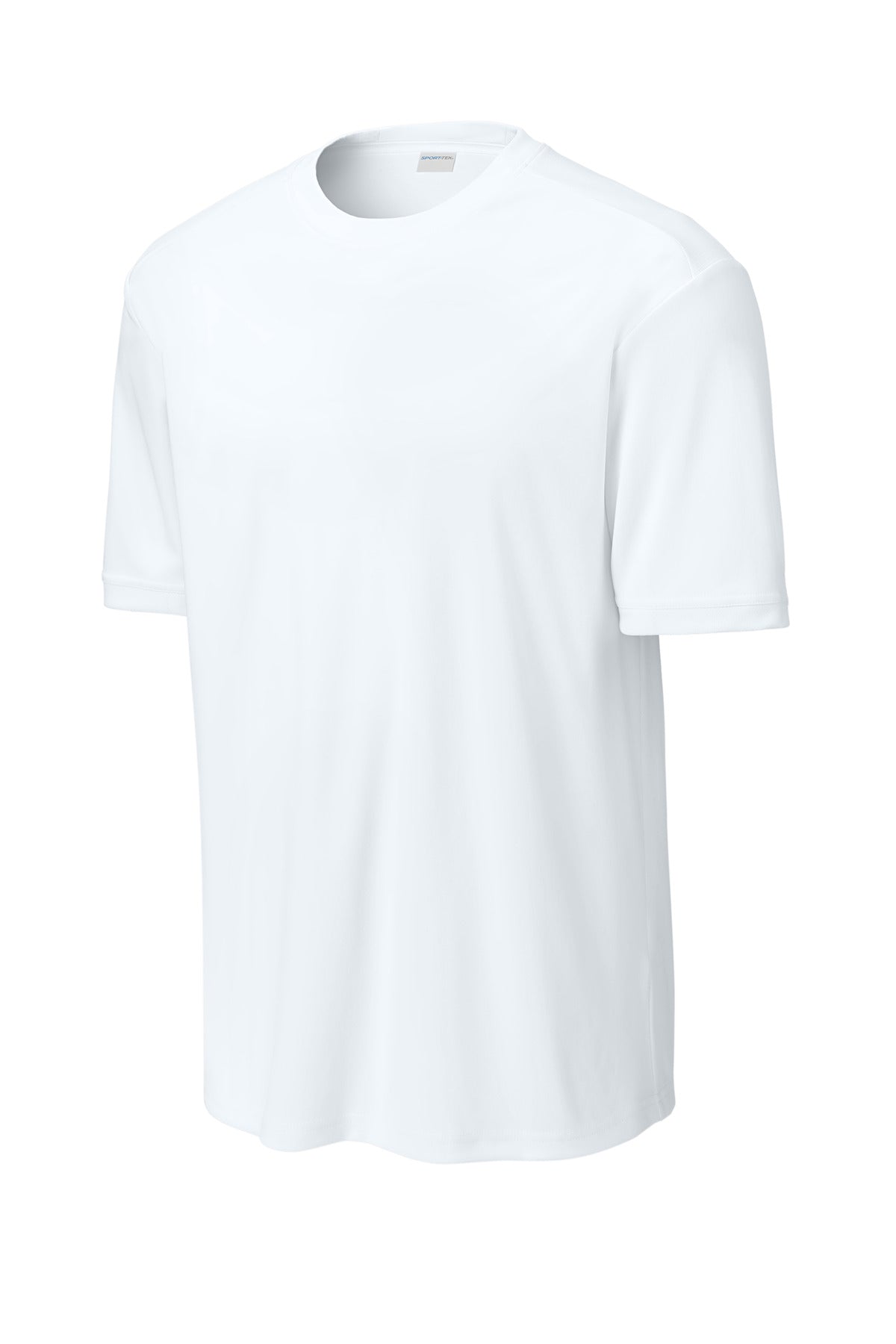 Front View of Wht/Wht Sport-Tek Club Short Sleeve Crew ST440