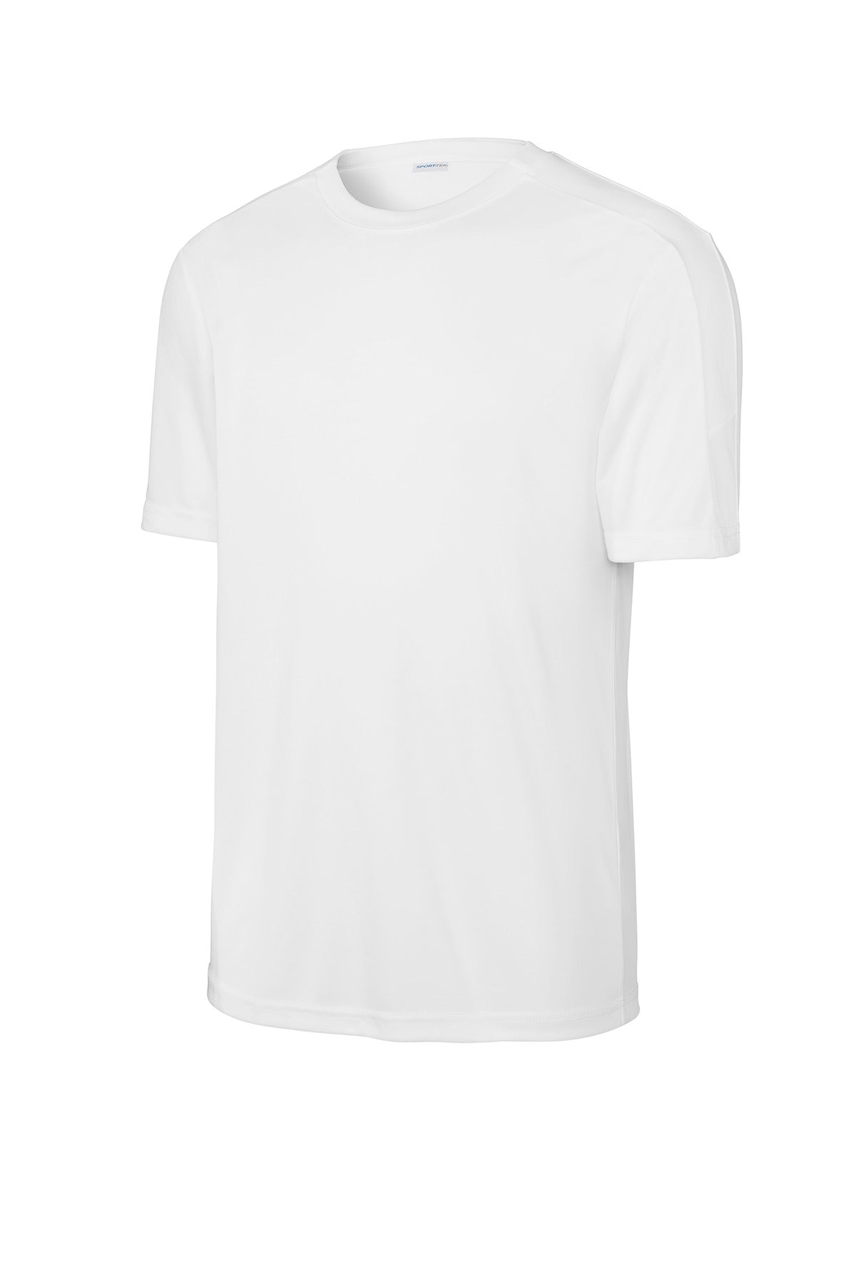 Front View of Wht/Wht Sport-Tek Competitor United Crew ST100