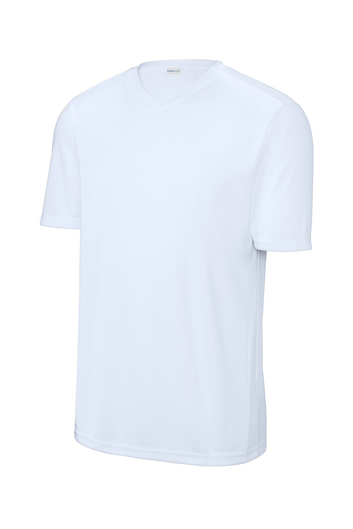 Front View of Wht/Wht Sport-Tek Competitor United V-Neck ST101