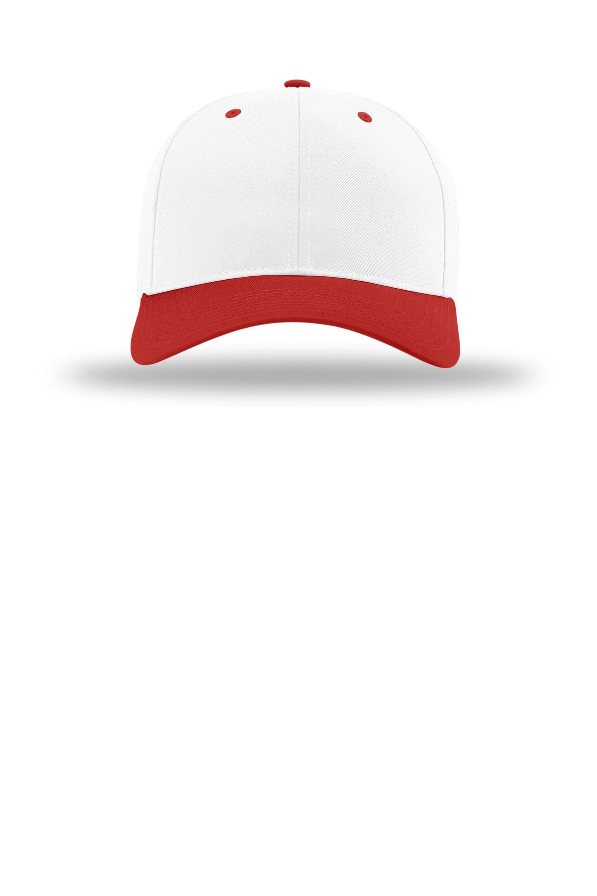 Front View of Wht/Wht/Rd Richardson Pro Twill Snapback 212
