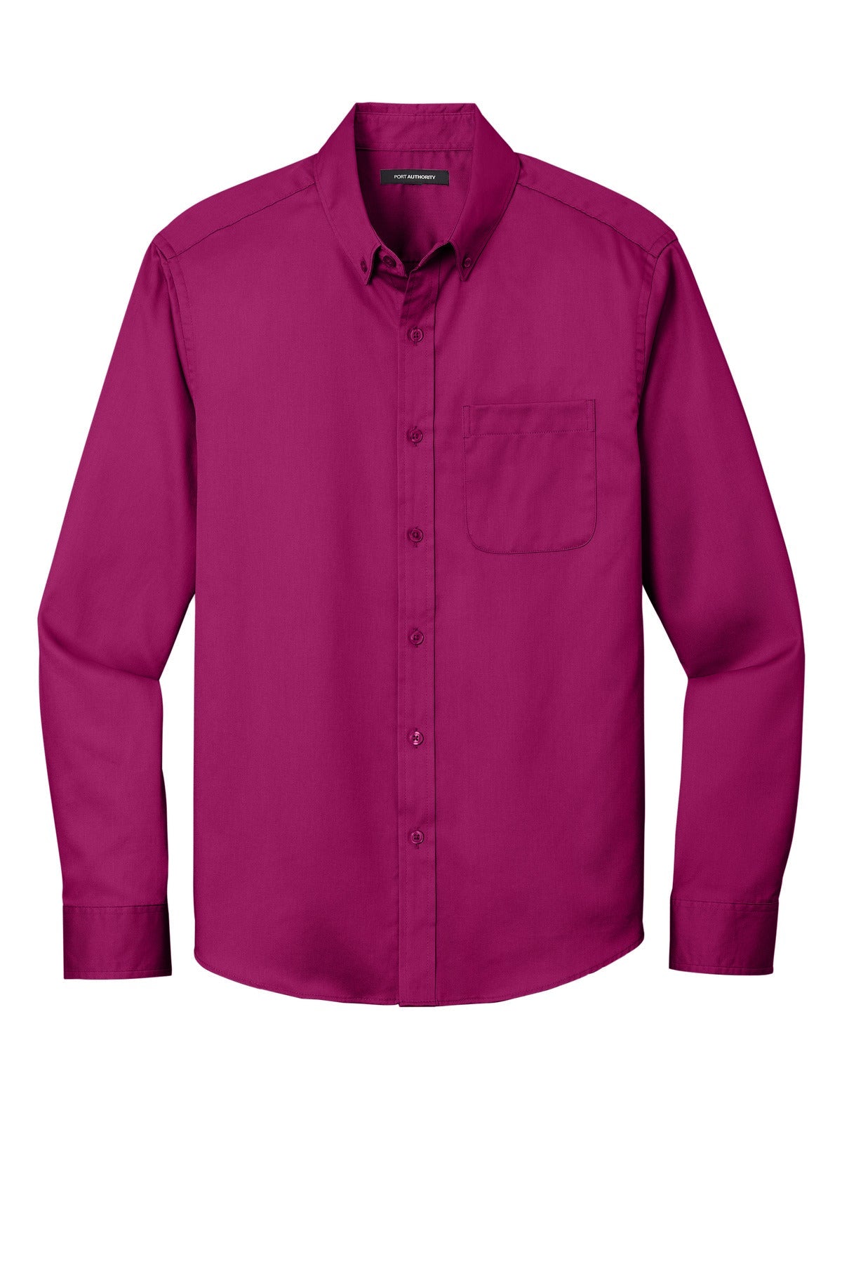 Front View of WildBerry Port Authority Long Sleeve SuperPro React Twill Shirt. W808