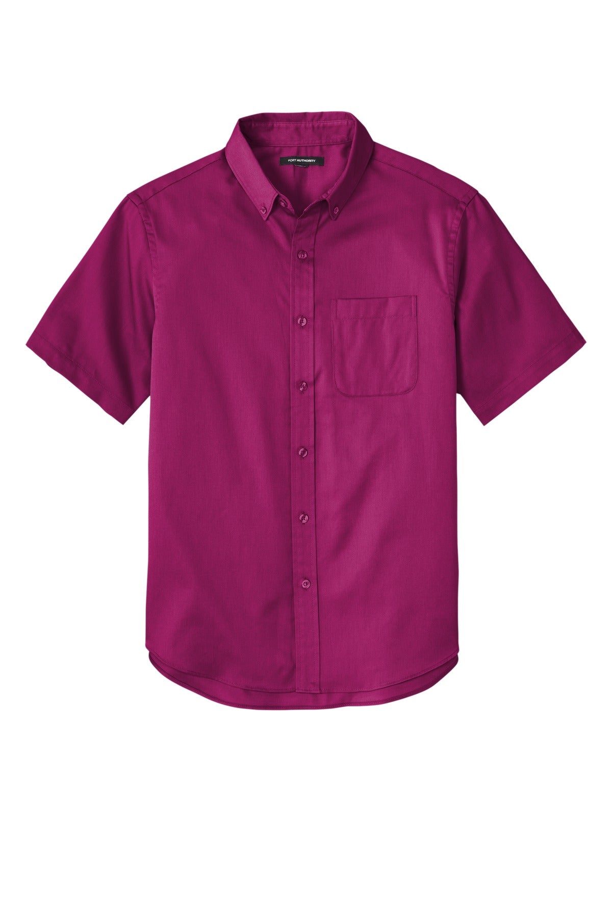 Front View of WildBerry Port Authority Short Sleeve SuperPro React Twill Shirt. W809